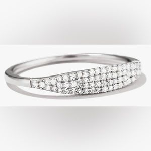 Sterling Silver CZ half eternity band ring in size 5 .